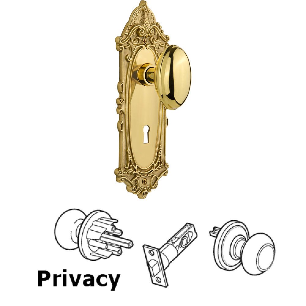 Privacy Victorian Plate with Keyhole and Homestead Door Knob in Unlacquered Brass