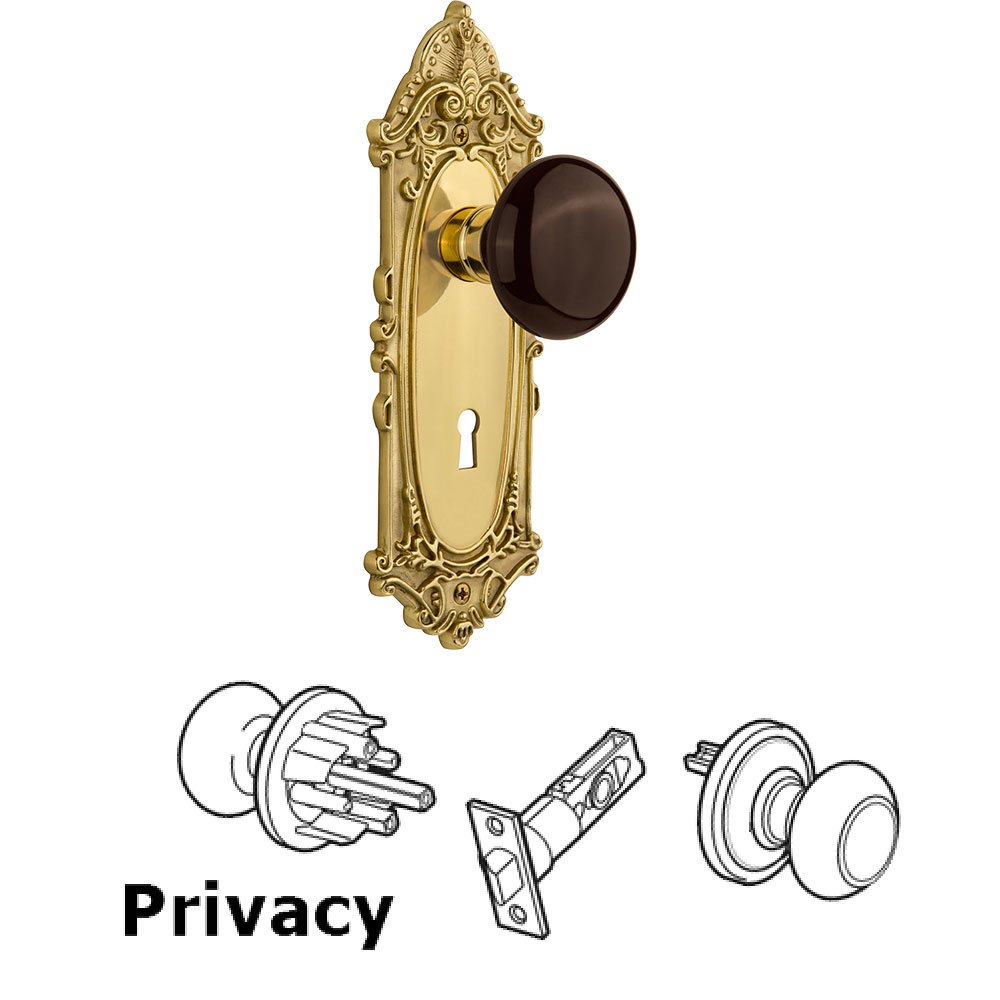 Full Passage Set With Keyhole - Victorian Plate with Chateau Crystal Knob in Antique Brass