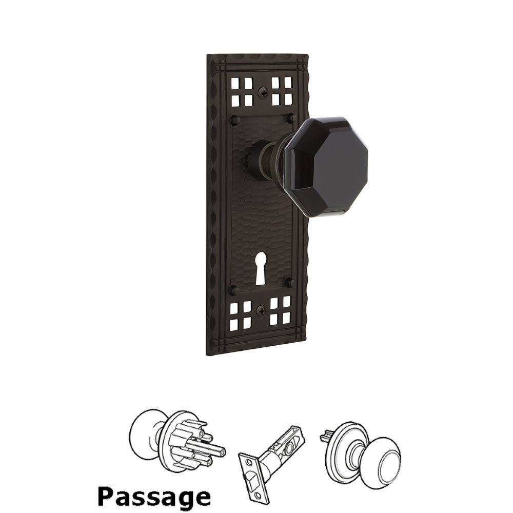 Nostalgic Warehouse - Passage - Craftsman Plate with Keyhole Waldorf Black Door Knob in Oil-Rubbed Bronze
