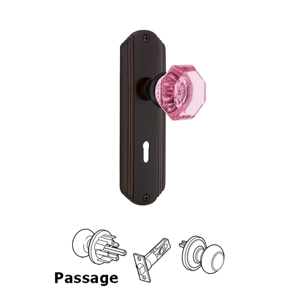 Nostalgic Warehouse - Passage - Deco Plate with Keyhole Waldorf Pink Door Knob in Timeless Bronze