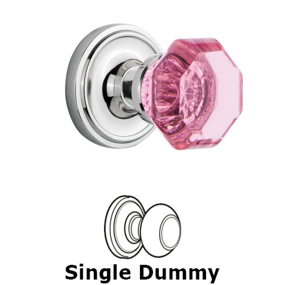 Single Dummy Classic Rose Waldorf Pink Door Knob in Bright Chrome