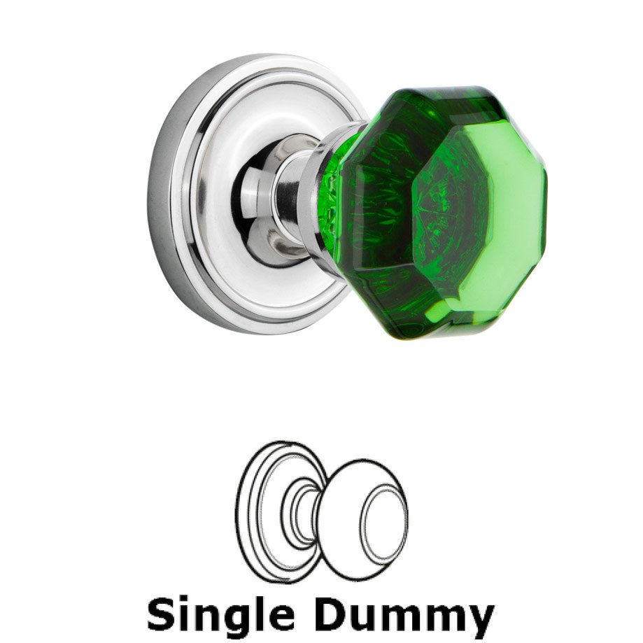 Single Dummy Classic Rose Waldorf Emerald Door Knob in Bright Chrome