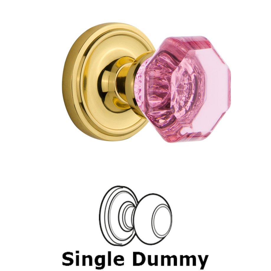 Single Dummy Classic Rose Waldorf Pink Door Knob in Polished Brass