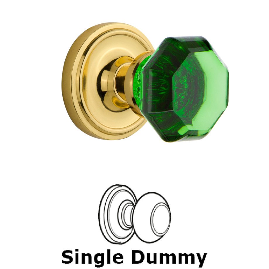Single Dummy Classic Rose Waldorf Emerald Door Knob in Polished Brass