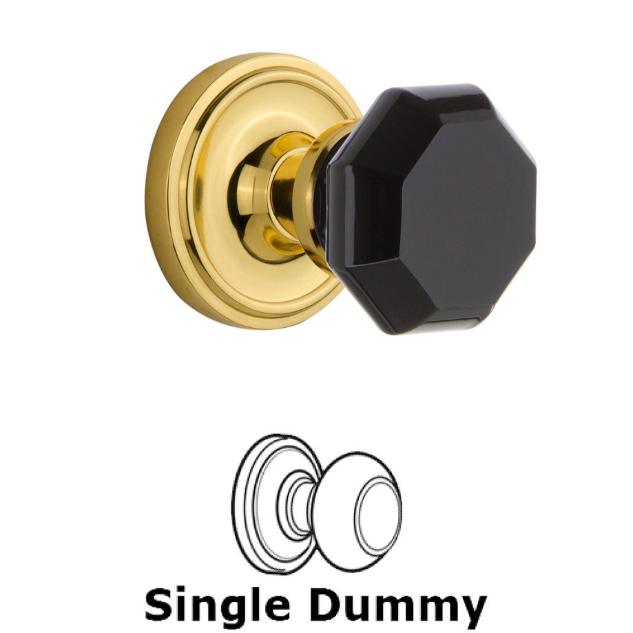 Single Dummy Classic Rose Waldorf Black Door Knob in Polished Brass