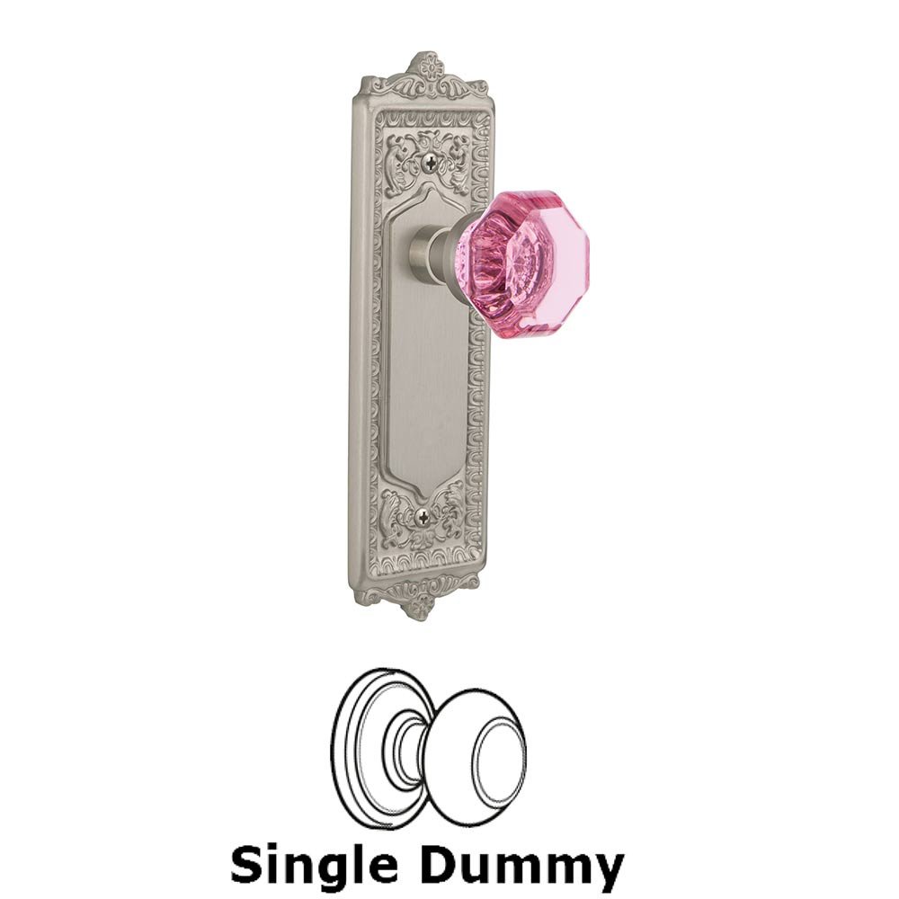 Nostalgic Warehouse - Single Dummy - Egg & Dart Plate Waldorf Pink Door Knob in Satin Nickel