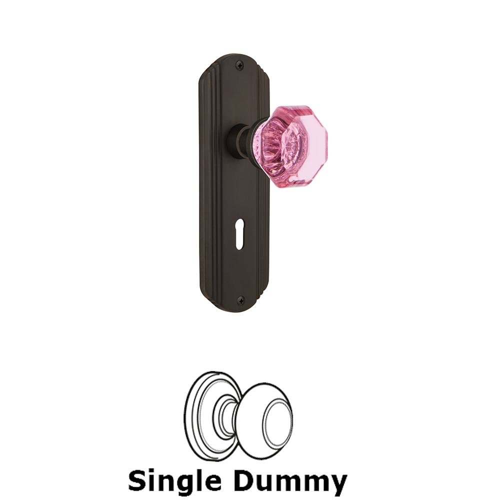 Nostalgic Warehouse - Single Dummy - Deco Plate with Keyhole Waldorf Pink Door Knob in Oil-Rubbed Bronze