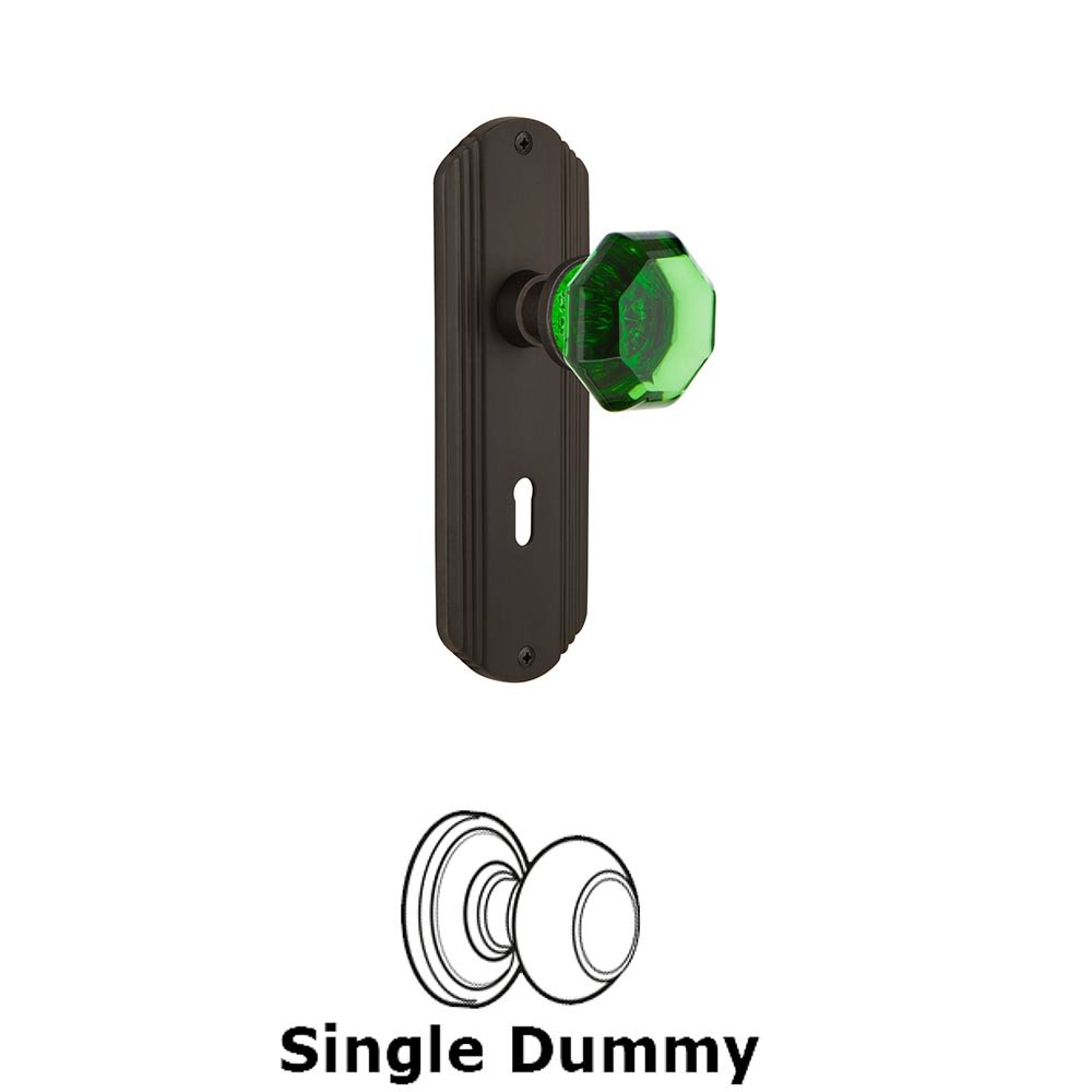 Nostalgic Warehouse - Single Dummy - Deco Plate with Keyhole Waldorf Emerald Door Knob in Oil-Rubbed Bronze