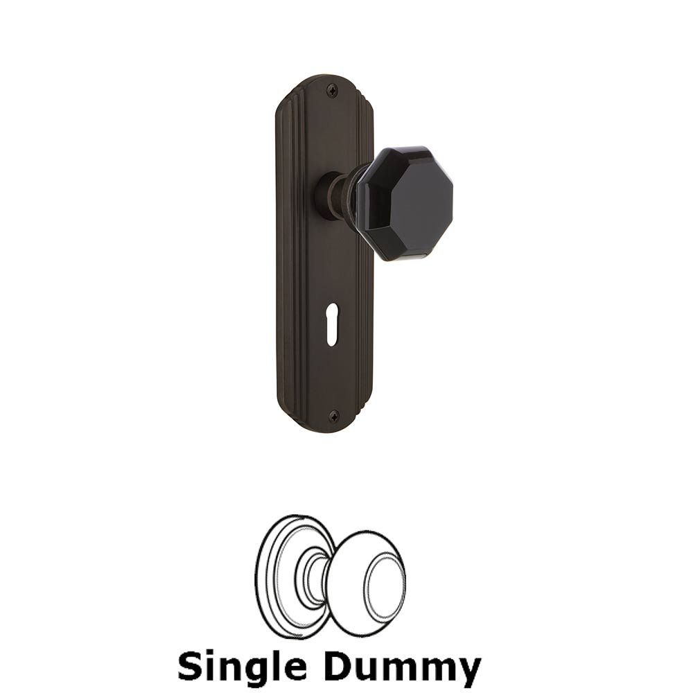Nostalgic Warehouse - Single Dummy - Deco Plate with Keyhole Waldorf Black Door Knob in Oil-Rubbed Bronze