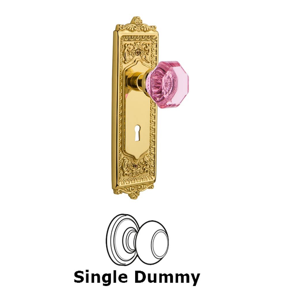 Nostalgic Warehouse - Single Dummy - Egg & Dart Plate with Keyhole Waldorf Pink Door Knob in Polished Brass