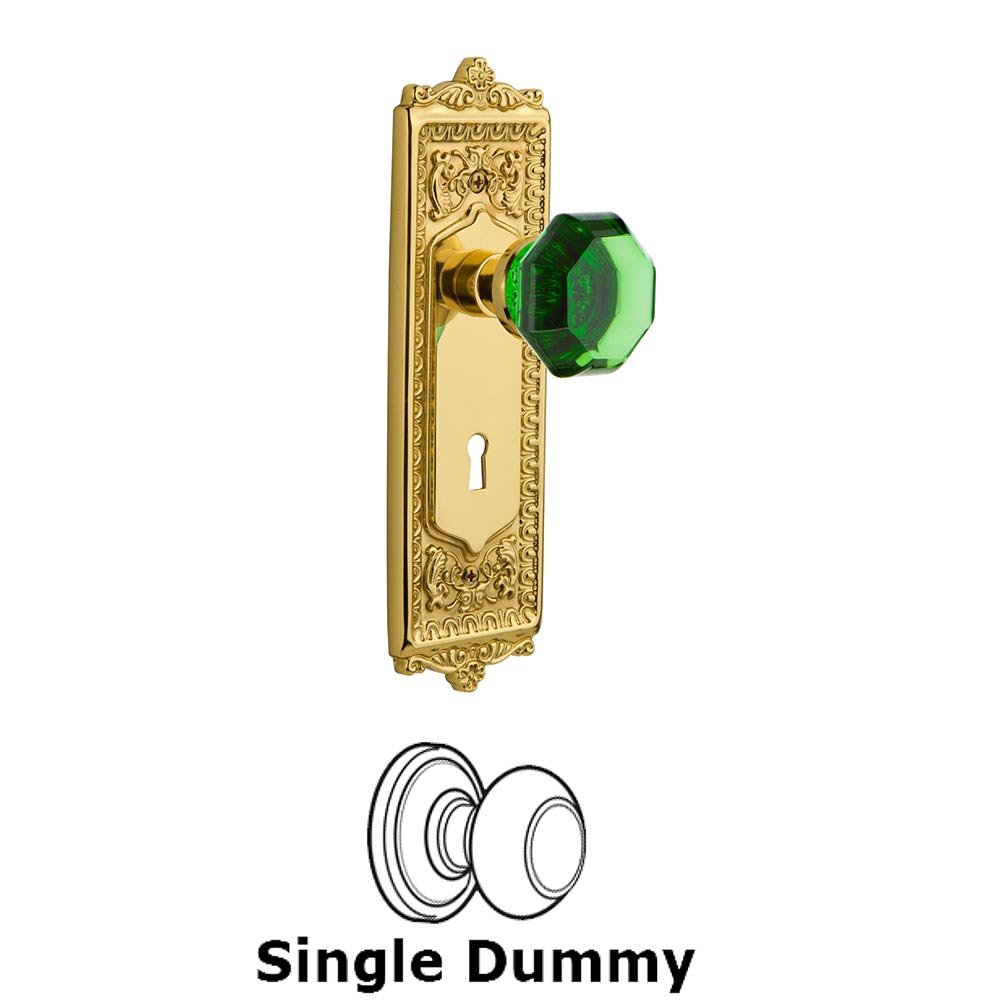 Nostalgic Warehouse - Single Dummy - Egg & Dart Plate with Keyhole Waldorf Emerald Door Knob in Polished Brass
