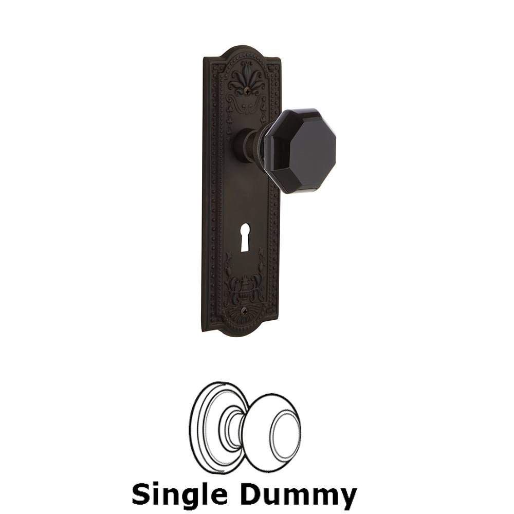 Nostalgic Warehouse - Single Dummy - Meadows Plate with Keyhole Waldorf Black Door Knob in Oil-Rubbed Bronze