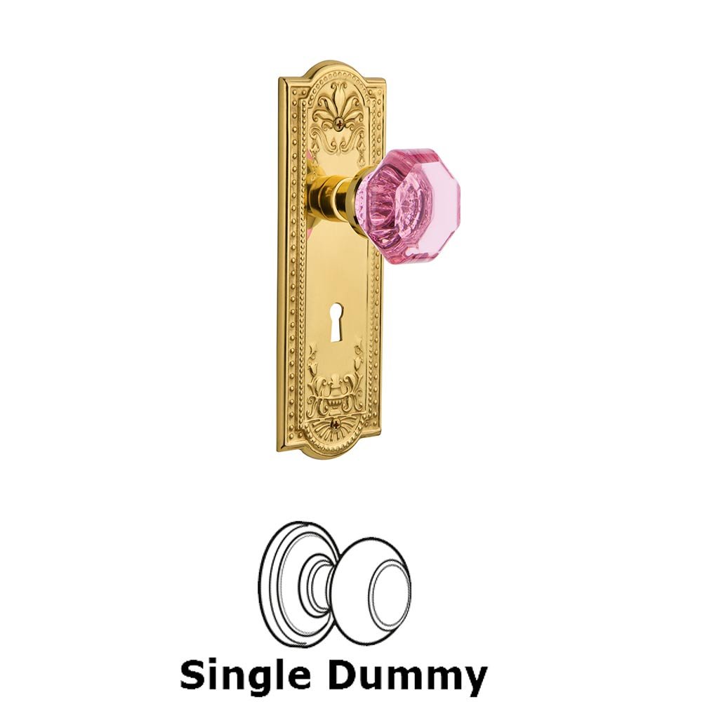 Nostalgic Warehouse - Single Dummy - Meadows Plate with Keyhole Waldorf Pink Door Knob in Polished Brass