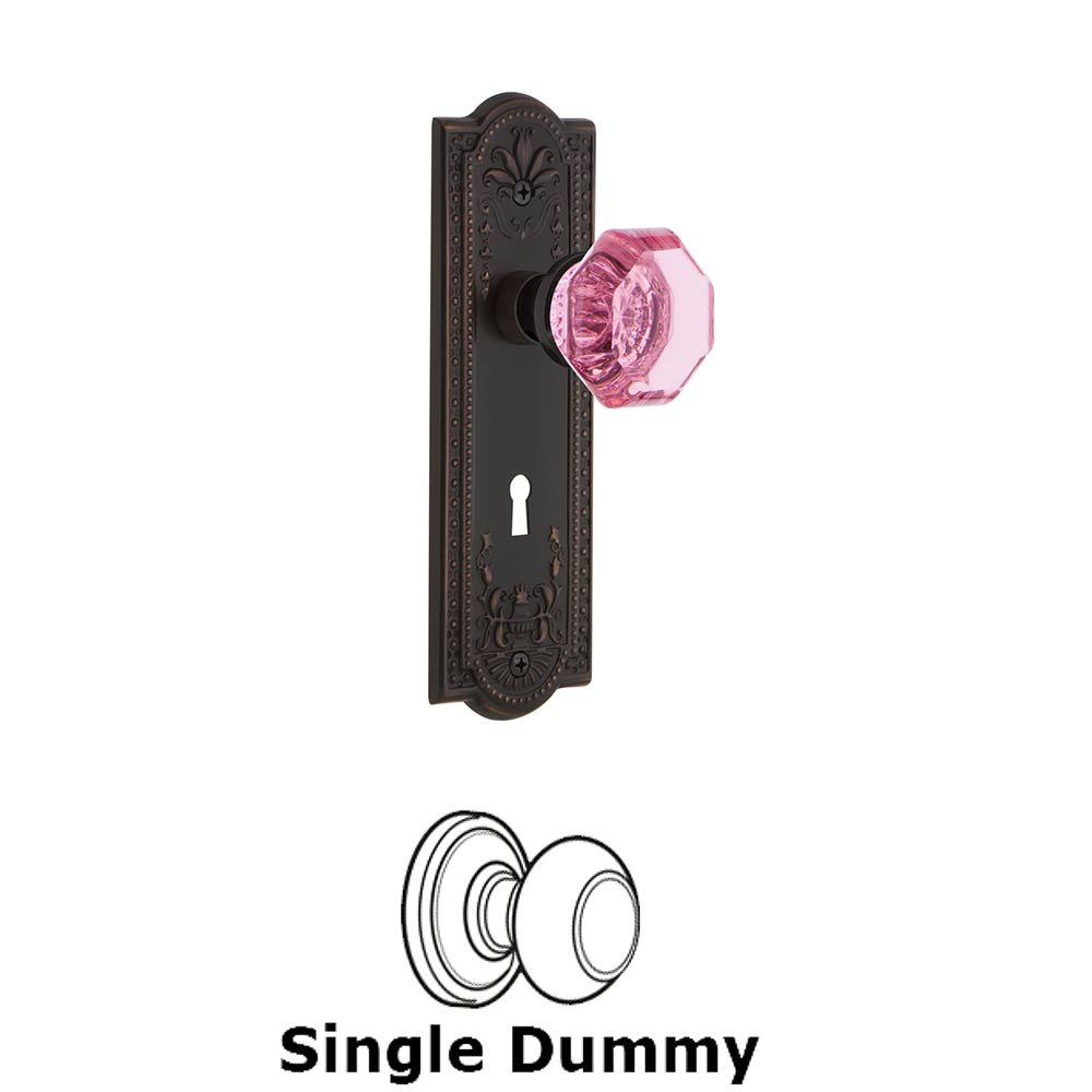 Nostalgic Warehouse - Single Dummy - Meadows Plate with Keyhole Waldorf Pink Door Knob in Timeless Bronze