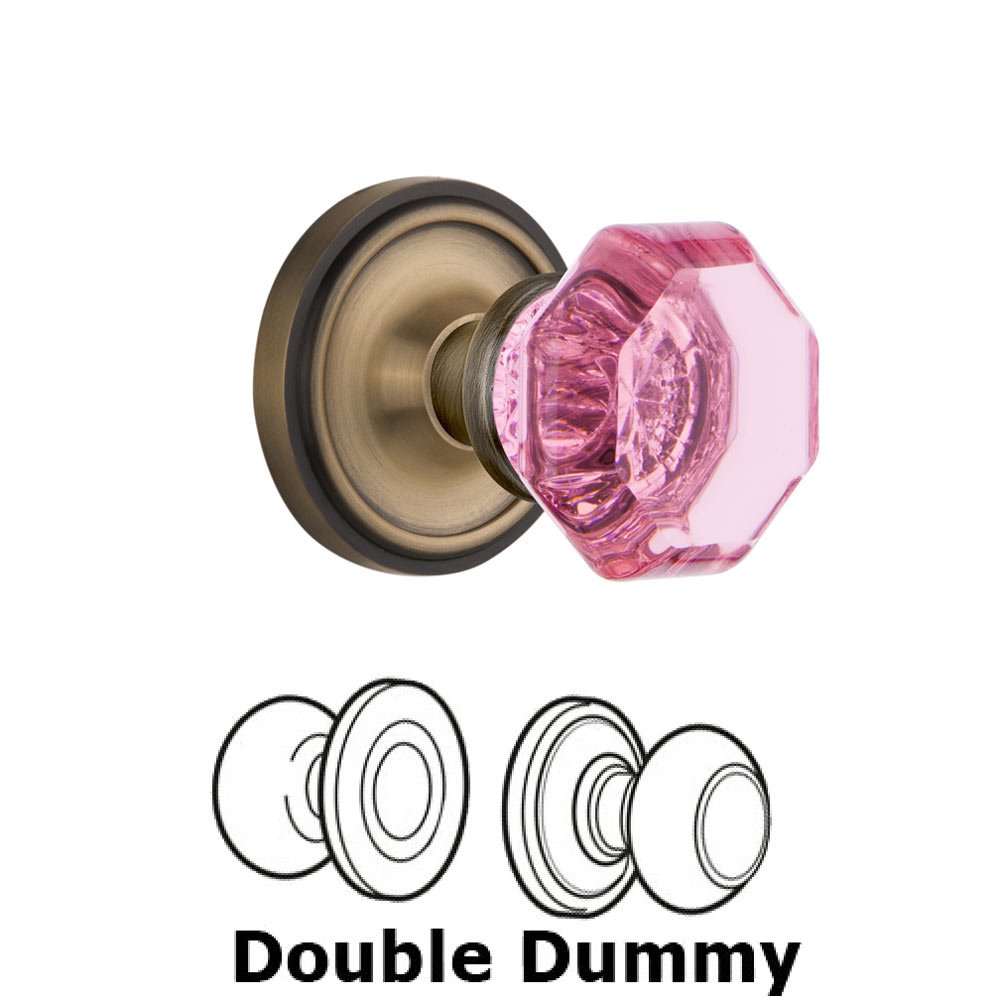 Double Dummy Classic Rose Waldorf Pink Door Knob in Antique Brass