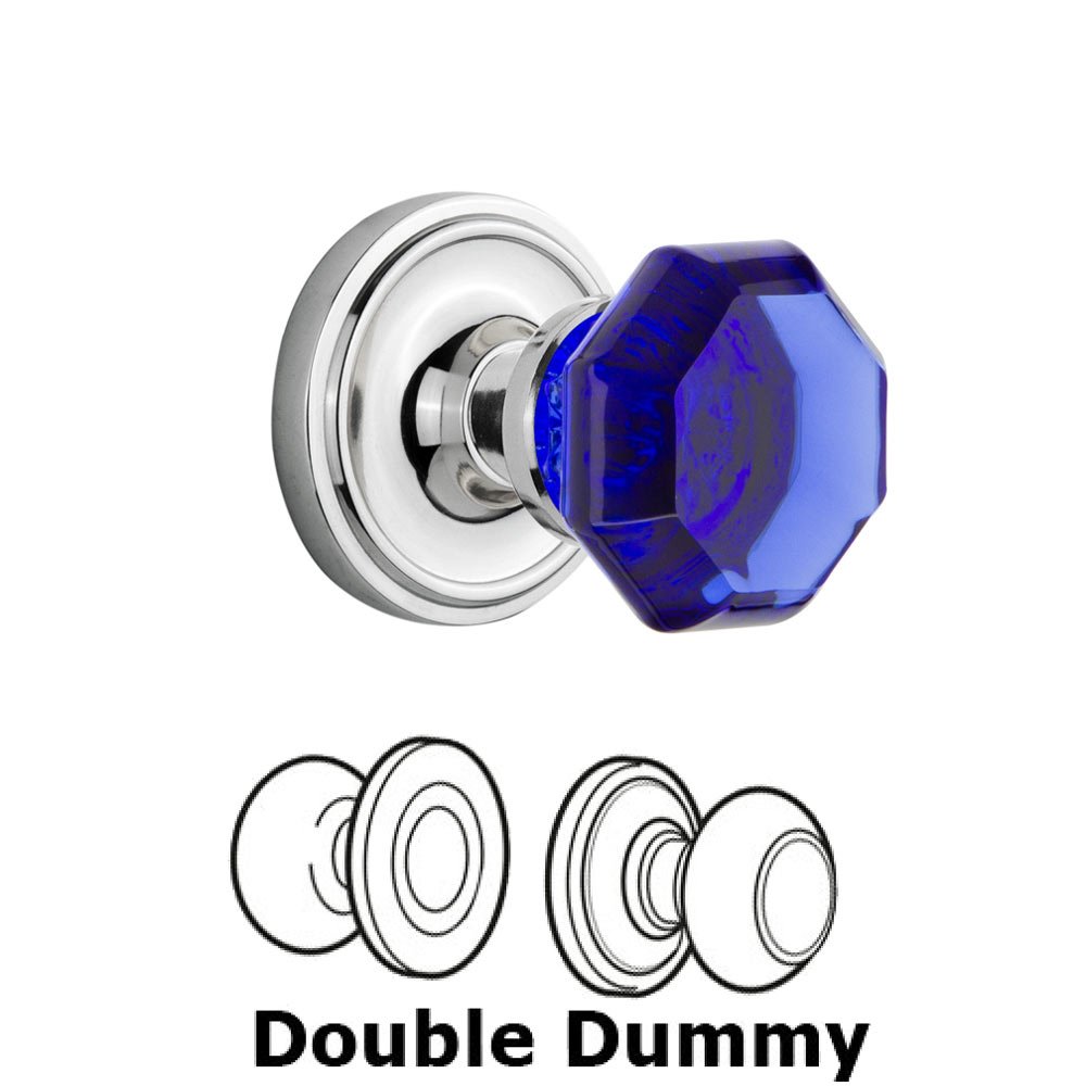 Double Dummy Classic Rose Waldorf Cobalt Door Knob in Bright Chrome
