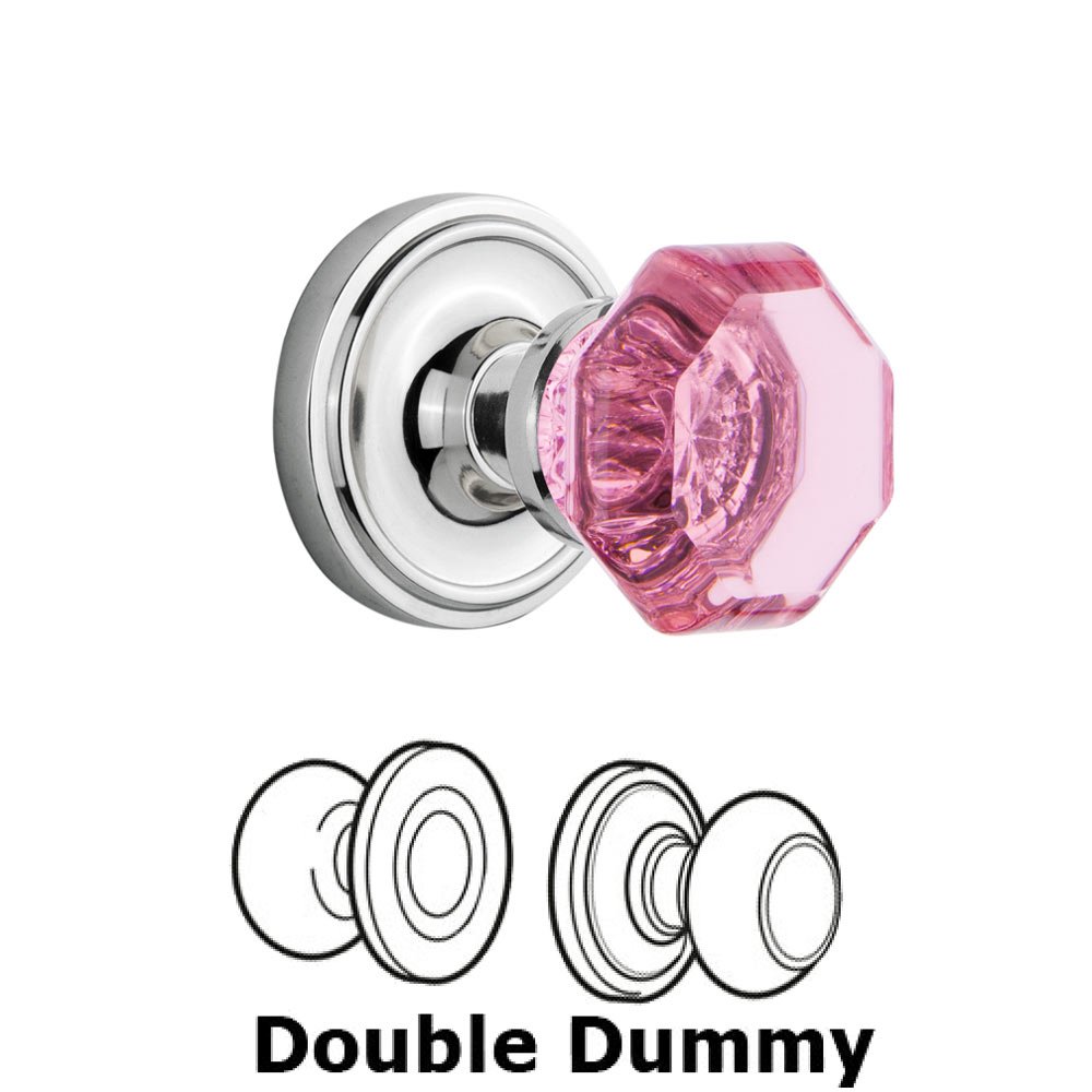 Double Dummy Classic Rose Waldorf Pink Door Knob in Bright Chrome