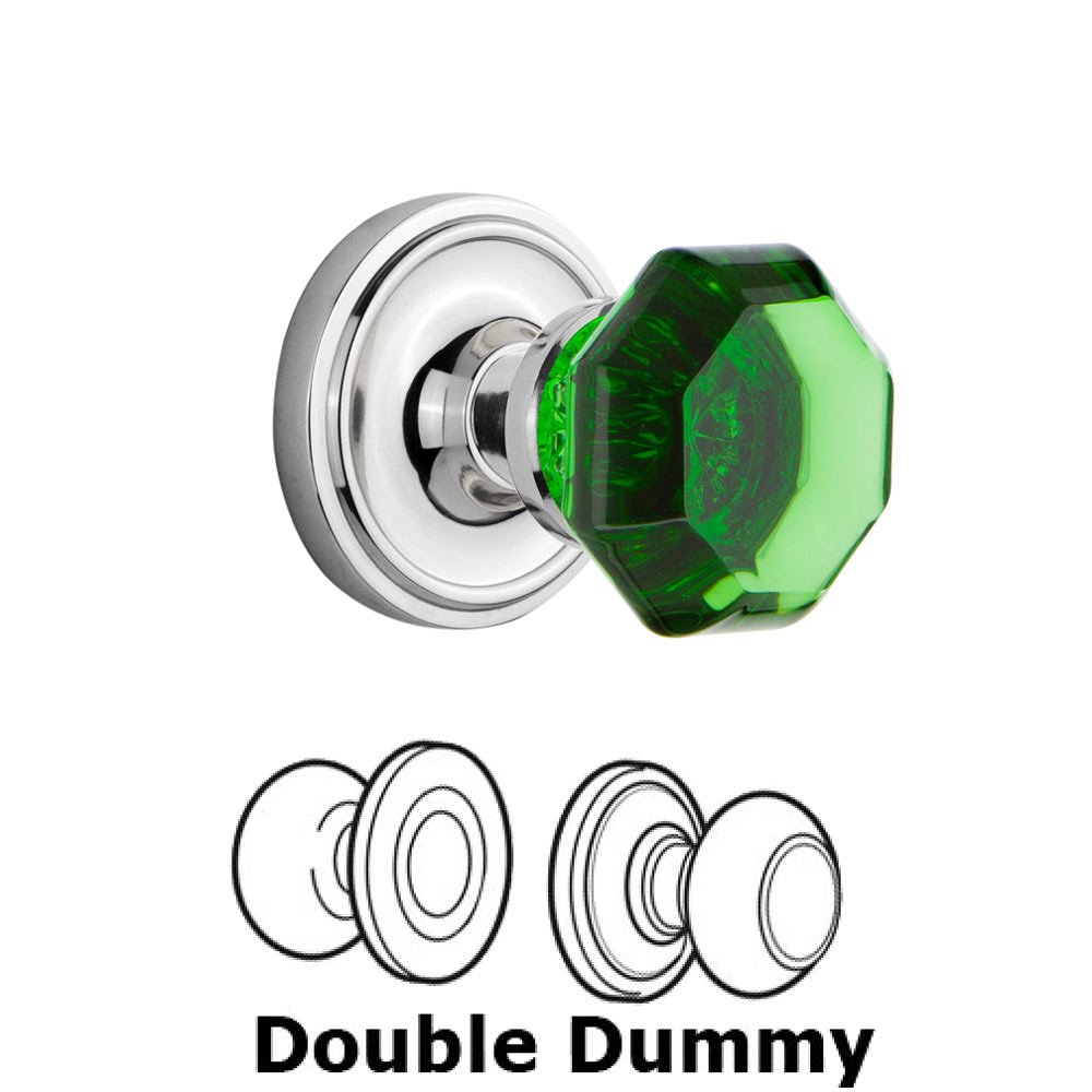 Double Dummy Classic Rose Waldorf Emerald Door Knob in Bright Chrome