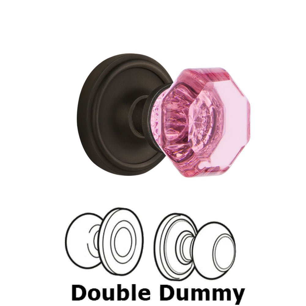 Double Dummy Classic Rose Waldorf Pink Door Knob in Oil-Rubbed Bronze