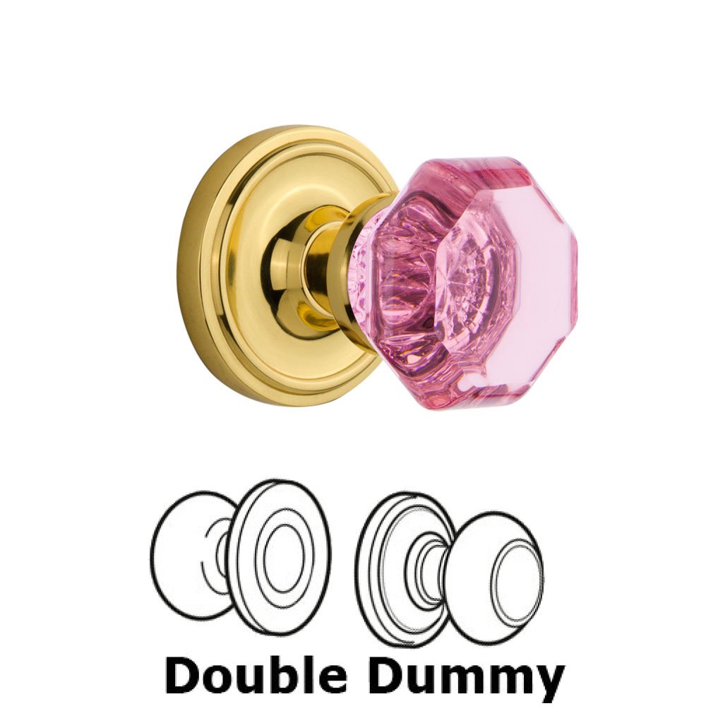 Double Dummy Classic Rose Waldorf Pink Door Knob in Polished Brass