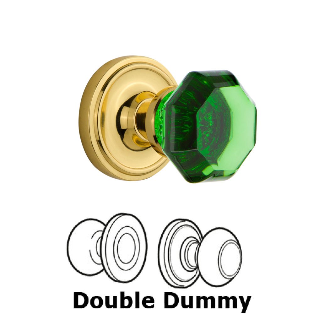 Double Dummy Classic Rose Waldorf Emerald Door Knob in Polished Brass