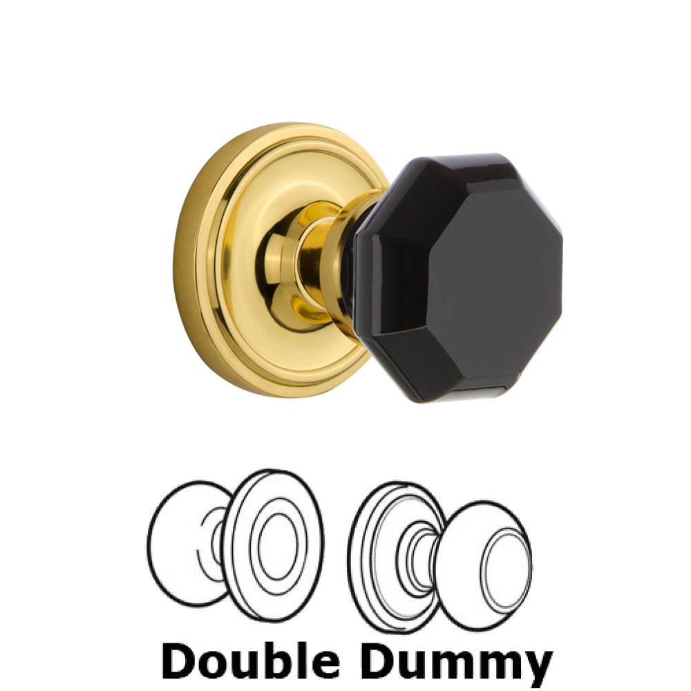Double Dummy Classic Rose Waldorf Black Door Knob in Polished Brass