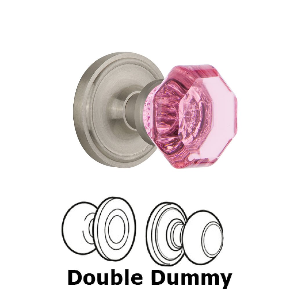 Double Dummy Classic Rose Waldorf Pink Door Knob in Satin Nickel