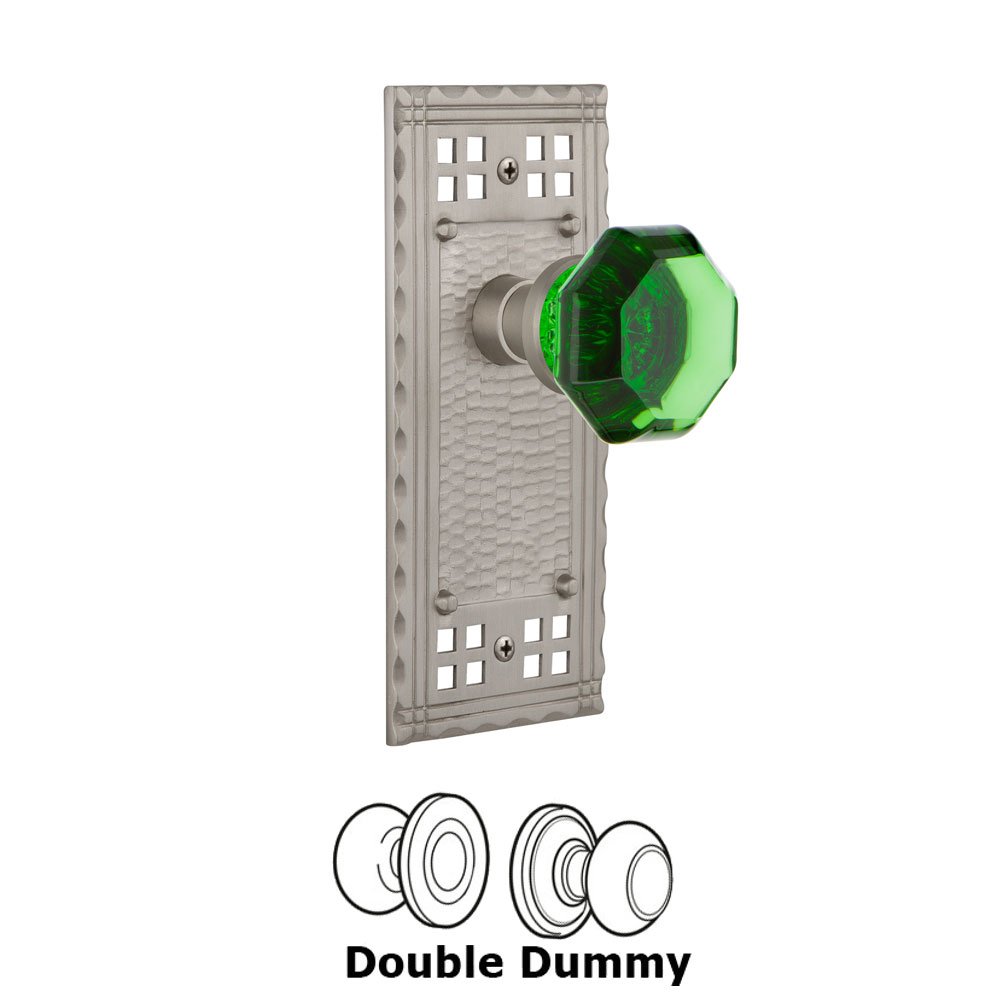 Nostalgic Warehouse - Double Dummy - Craftsman Plate Waldorf Emerald Door Knob in Satin Nickel