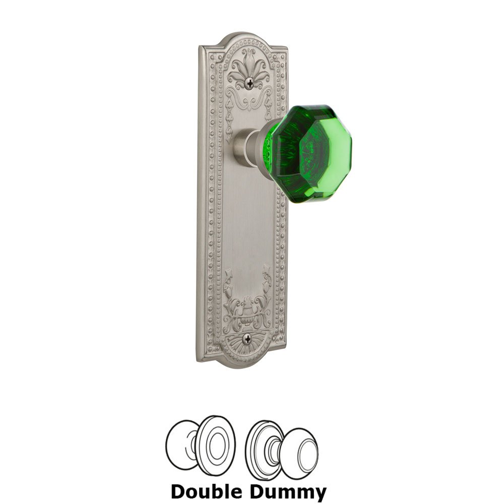 Nostalgic Warehouse - Double Dummy - Meadows Plate Waldorf Emerald Door Knob in Satin Nickel