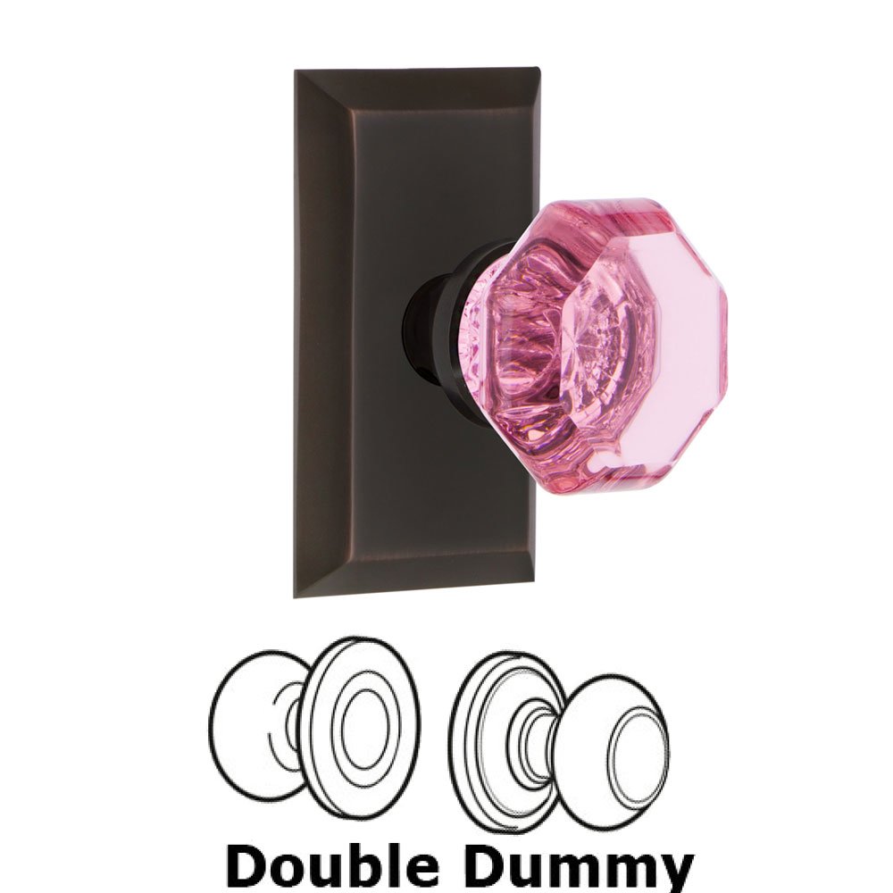 Nostalgic Warehouse - Double Dummy - Studio Plate Waldorf Pink Door Knob in Timeless Bronze