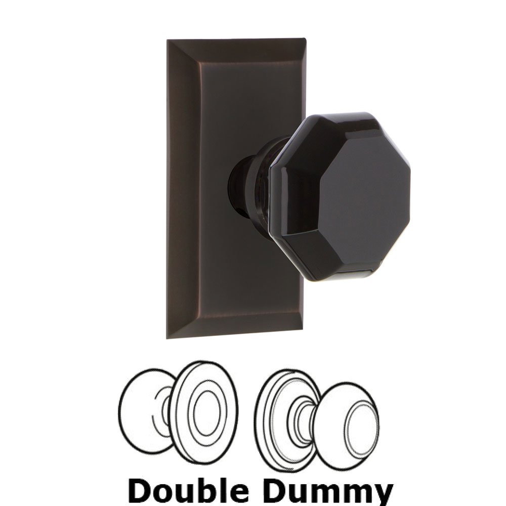 Nostalgic Warehouse - Double Dummy - Studio Plate Waldorf Black Door Knob in Timeless Bronze