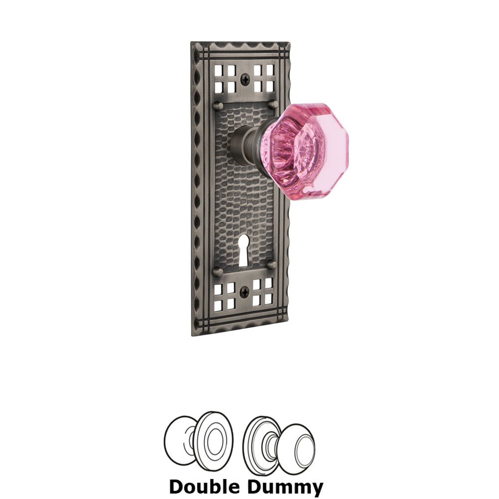 Nostalgic Warehouse - Double Dummy - Craftsman Plate with Keyhole Waldorf Pink Door Knob in Antique Pewter