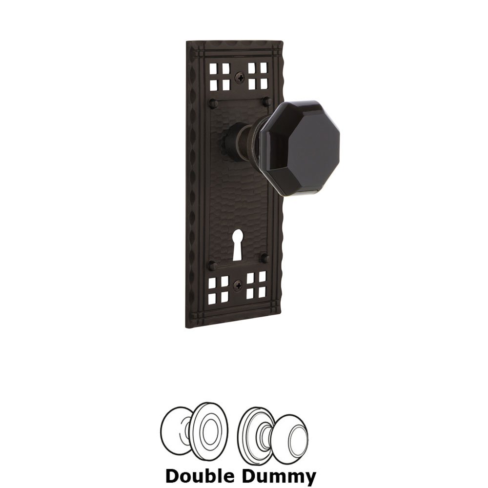 Nostalgic Warehouse - Double Dummy - Craftsman Plate with Keyhole Waldorf Black Door Knob in Oil-Rubbed Bronze