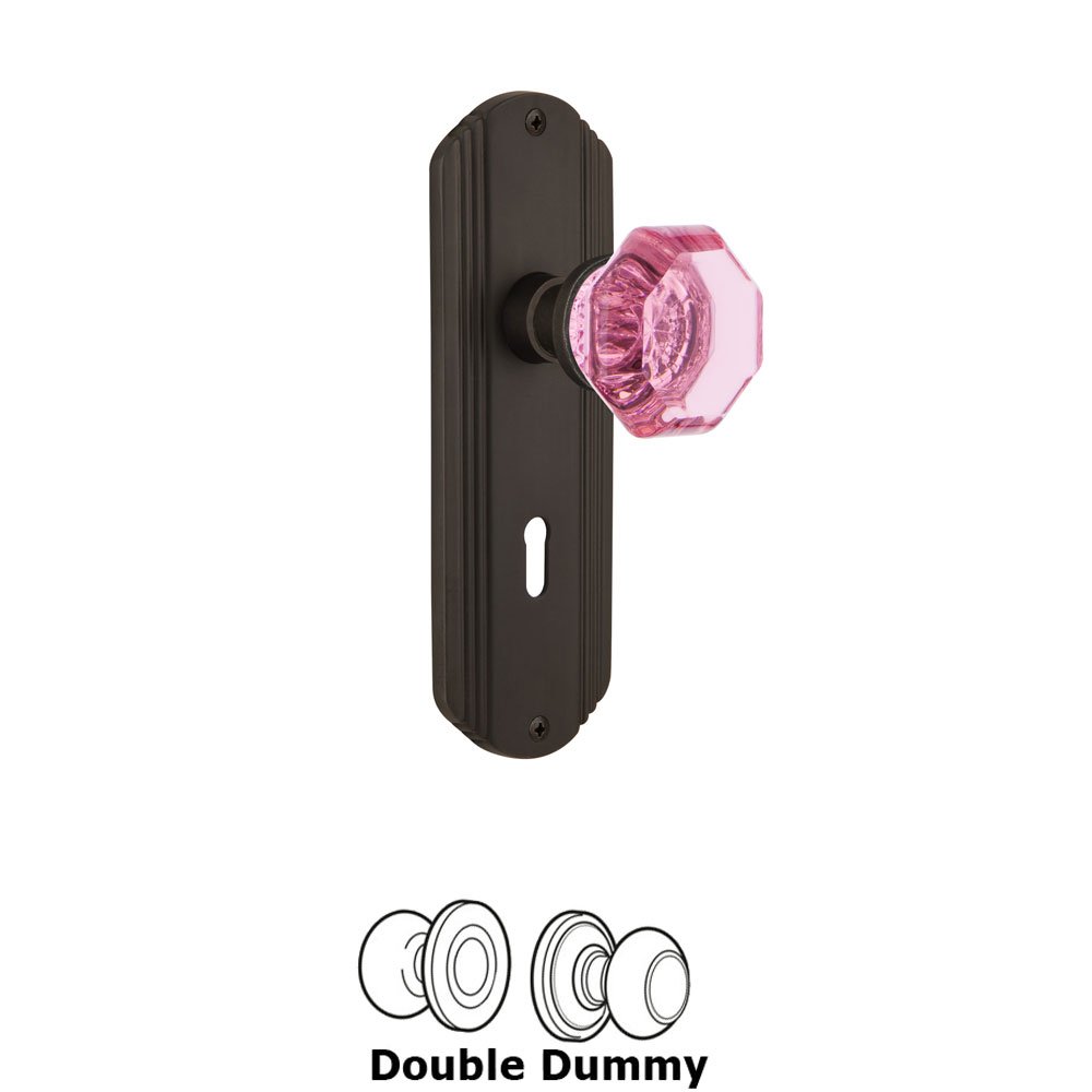 Nostalgic Warehouse - Double Dummy - Deco Plate with Keyhole Waldorf Pink Door Knob in Oil-Rubbed Bronze