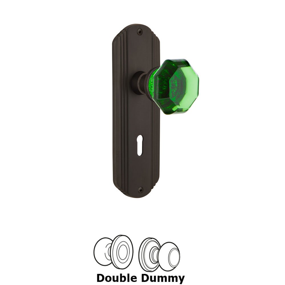 Nostalgic Warehouse - Double Dummy - Deco Plate with Keyhole Waldorf Emerald Door Knob in Oil-Rubbed Bronze