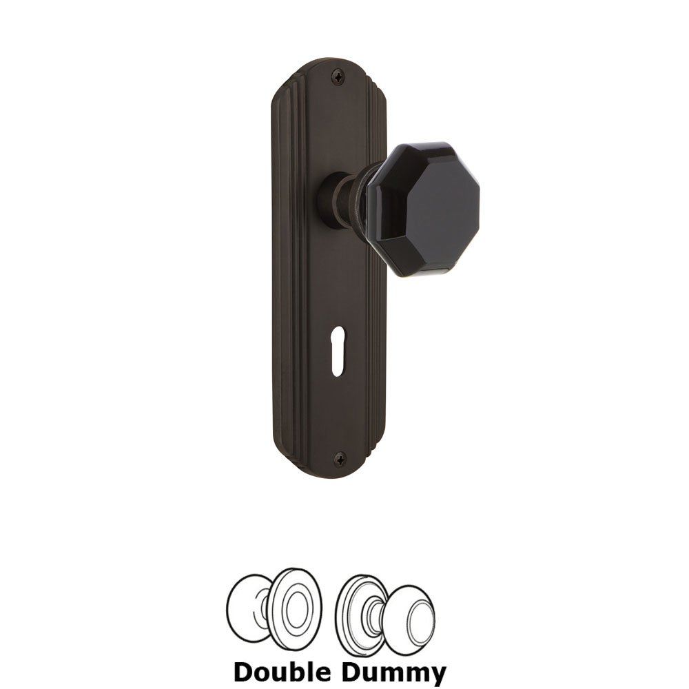 Nostalgic Warehouse - Double Dummy - Deco Plate with Keyhole Waldorf Black Door Knob in Oil-Rubbed Bronze