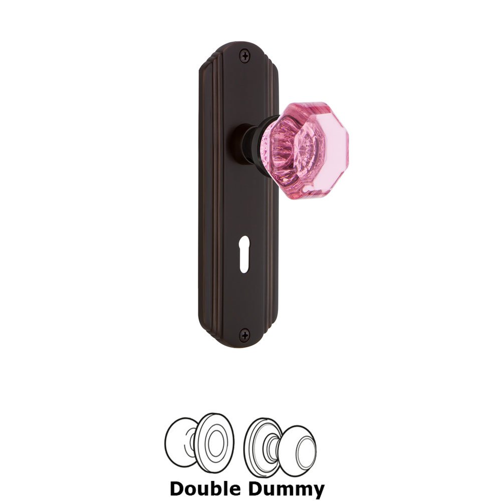Nostalgic Warehouse - Double Dummy - Deco Plate with Keyhole Waldorf Pink Door Knob in Timeless Bronze