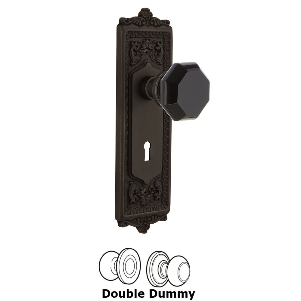 Nostalgic Warehouse - Double Dummy - Egg & Dart Plate with Keyhole Waldorf Black Door Knob in Oil-Rubbed Bronze