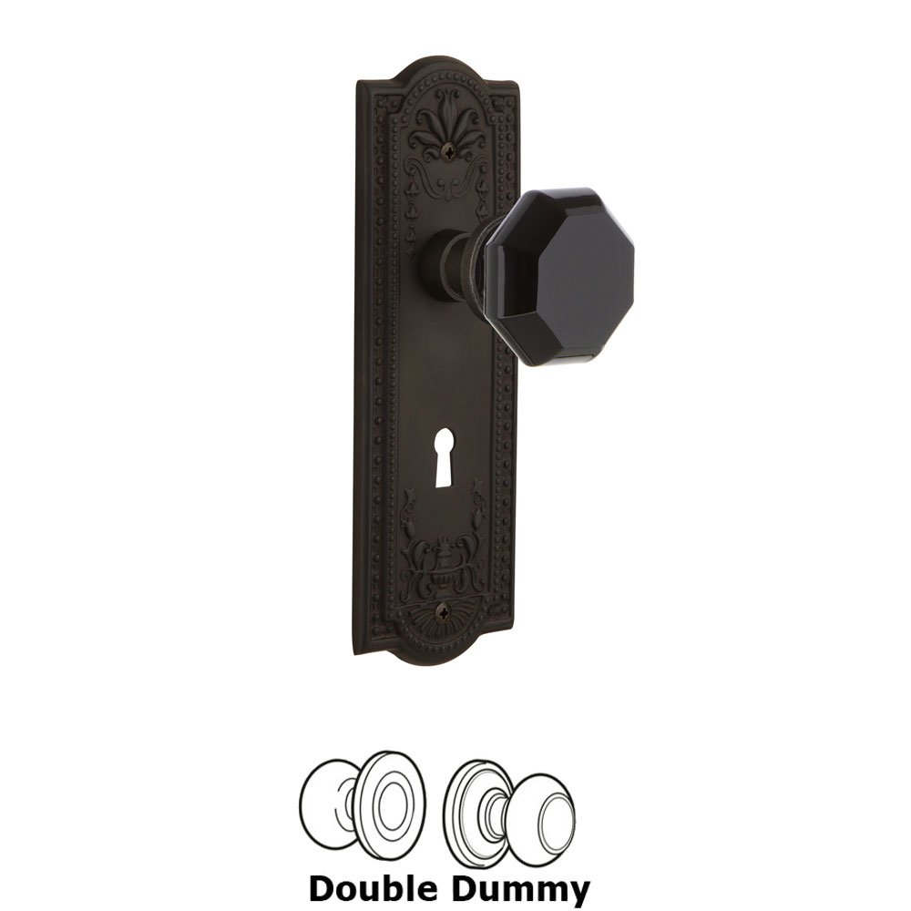 Nostalgic Warehouse - Double Dummy - Meadows Plate with Keyhole Waldorf Black Door Knob in Oil-Rubbed Bronze
