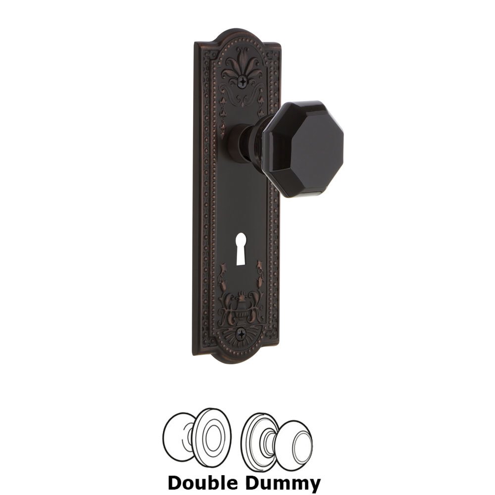 Nostalgic Warehouse - Double Dummy - Meadows Plate with Keyhole Waldorf Black Door Knob in Timeless Bronze