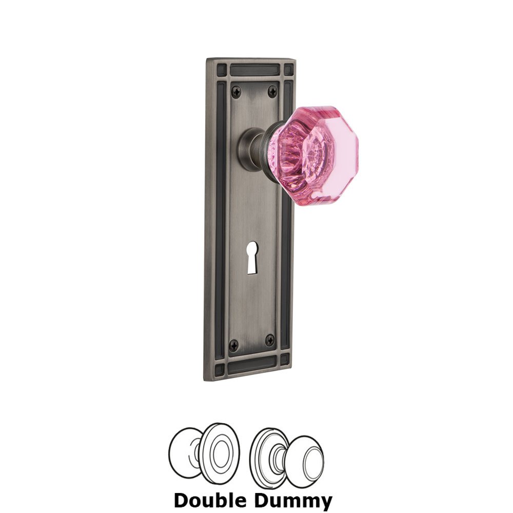 Nostalgic Warehouse - Double Dummy - Mission Plate with Keyhole Waldorf Pink Door Knob in Antique Pewter