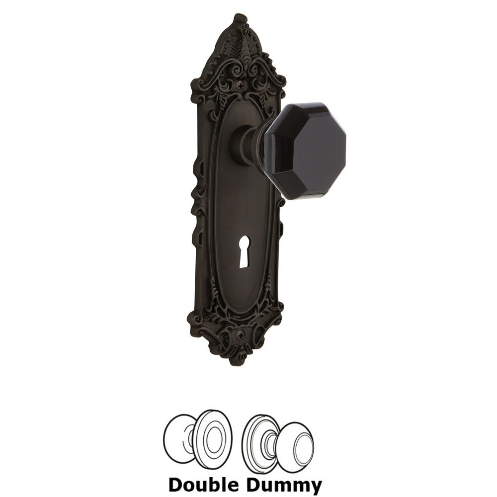 Nostalgic Warehouse - Double Dummy - Victorian Plate with Keyhole Waldorf Black Door Knob in Oil-Rubbed Bronze