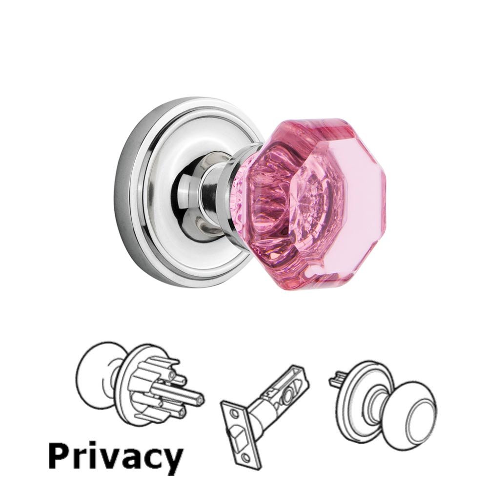 Nostalgic Warehouse - Privacy - Classic Rose Waldorf Pink Door Knob in Bright Chrome