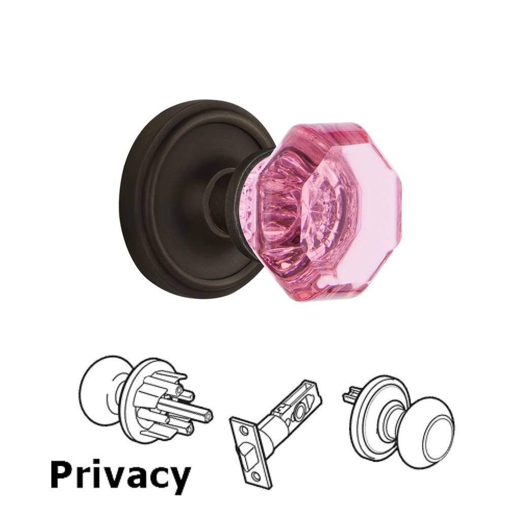 Nostalgic Warehouse - Privacy - Classic Rose Waldorf Pink Door Knob in Oil-Rubbed Bronze