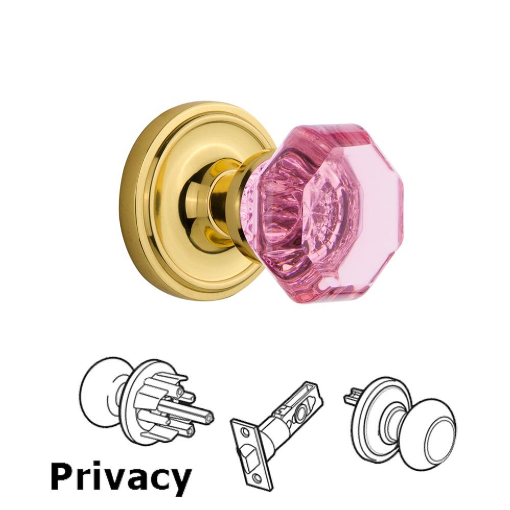 Nostalgic Warehouse - Privacy - Classic Rose Waldorf Pink Door Knob in Polished Brass