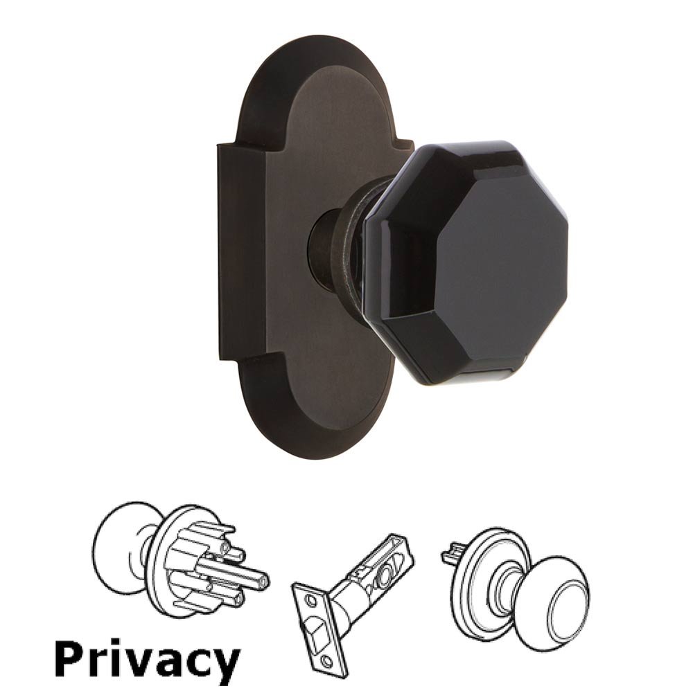 Nostalgic Warehouse - Privacy - Cottage Plate Waldorf Black Door Knob in Oil-Rubbed Bronze