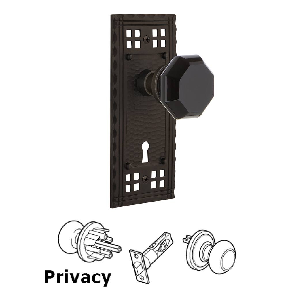 Nostalgic Warehouse - Privacy - Craftsman Plate with Keyhole Waldorf Black Door Knob in Oil-Rubbed Bronze