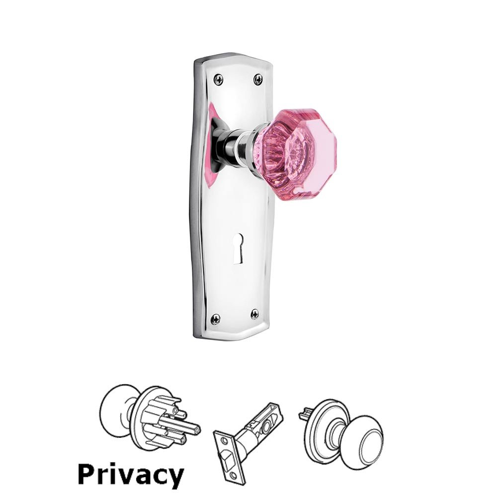 Nostalgic Warehouse - Privacy - Prairie Plate with Keyhole Waldorf Pink Door Knob in Bright Chrome