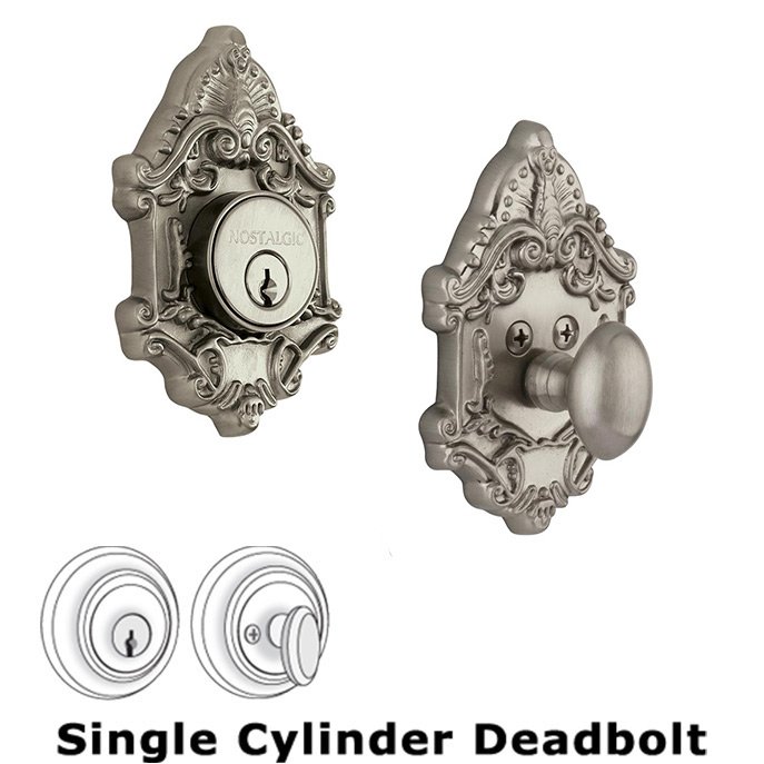 Single Deadbolt - Victorian Deadbolt in Satin Nickel