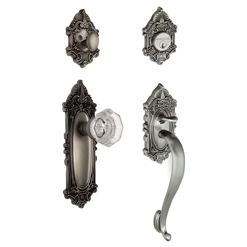 Handleset - Victorian with "S" Grip and Waldorf Knob in Antique Pewter